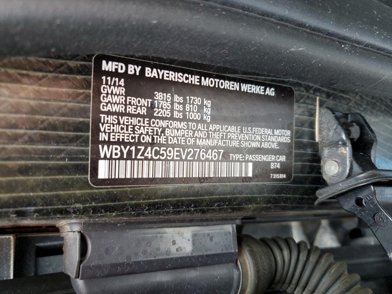 2014 BMW I3 Rex VIN: WBY1Z4C59EV276467 Lot: 80306295