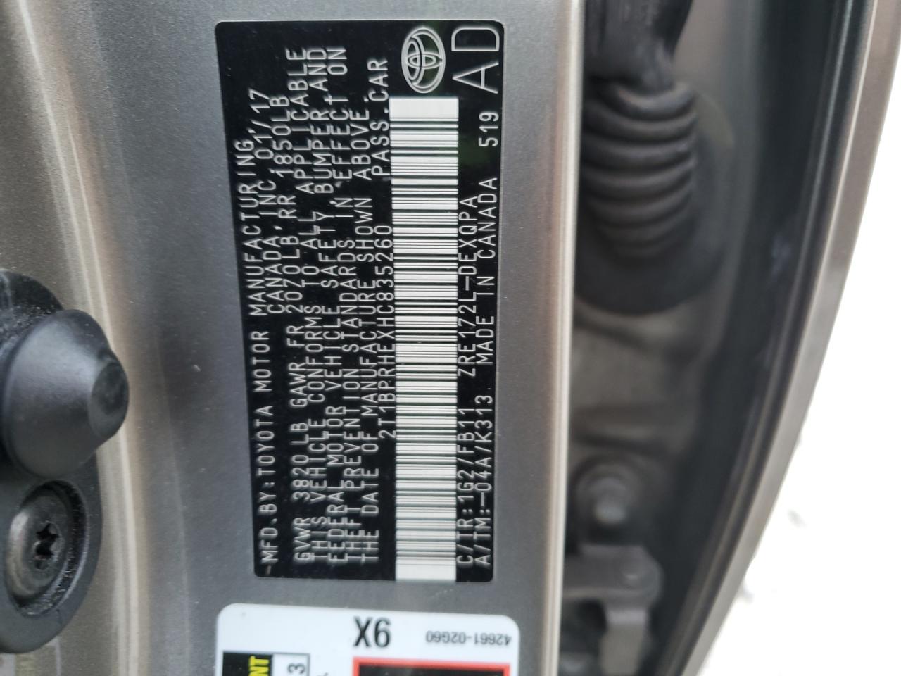 2017 Toyota Corolla Le Eco VIN: 2T1BPRHEXHC835260 Lot: 71904825