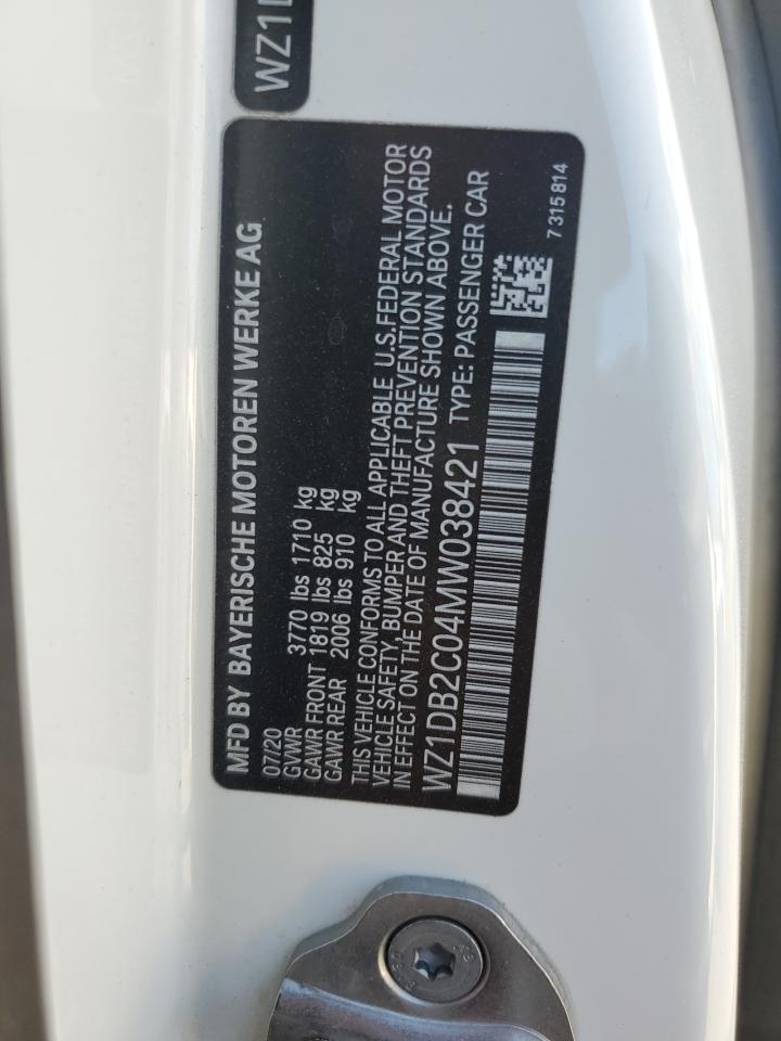 2021 Toyota Supra VIN: WZ1DB2C04MW038421 Lot: 80147905