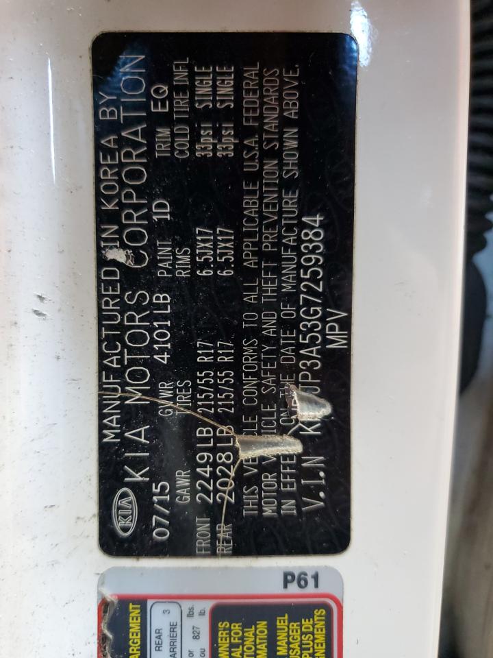 2016 Kia Soul + VIN: KNDJP3A53G7259384 Lot: 81114645