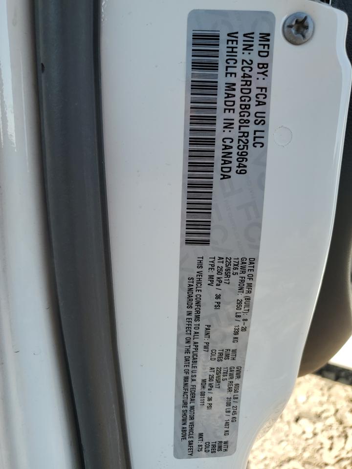 2020 Dodge Grand Caravan Se VIN: 2C4RDGBG8LR259649 Lot: 72099865