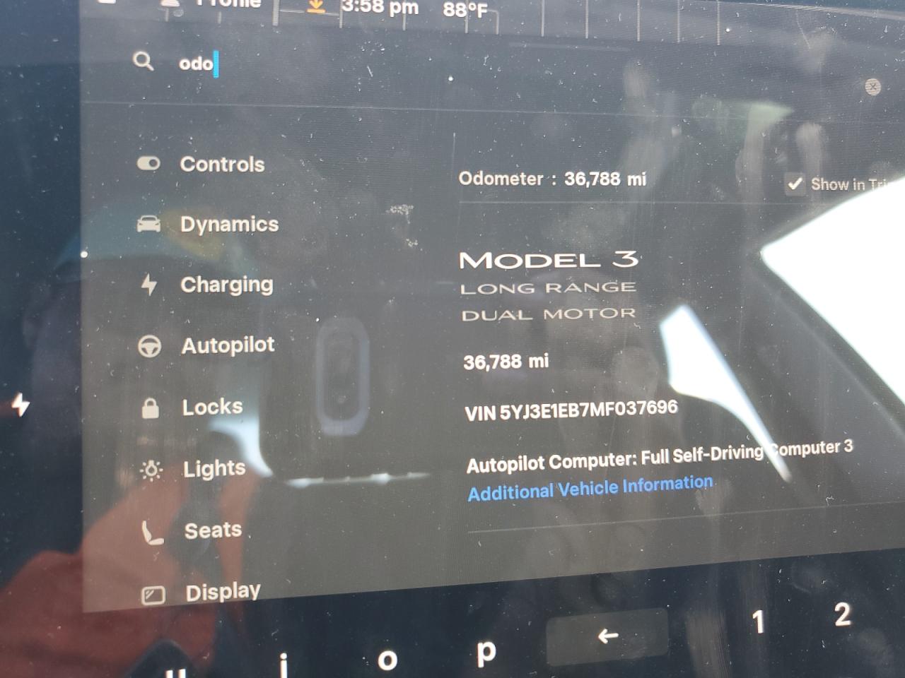 2021 Tesla Model 3 VIN: 5YJ3E1EB7MF037696 Lot: 69614605