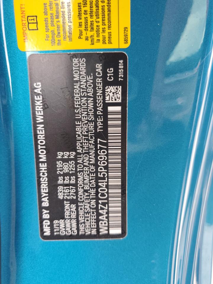 2020 BMW 430I VIN: WBA4Z1C04L5P69677 Lot: 81607045