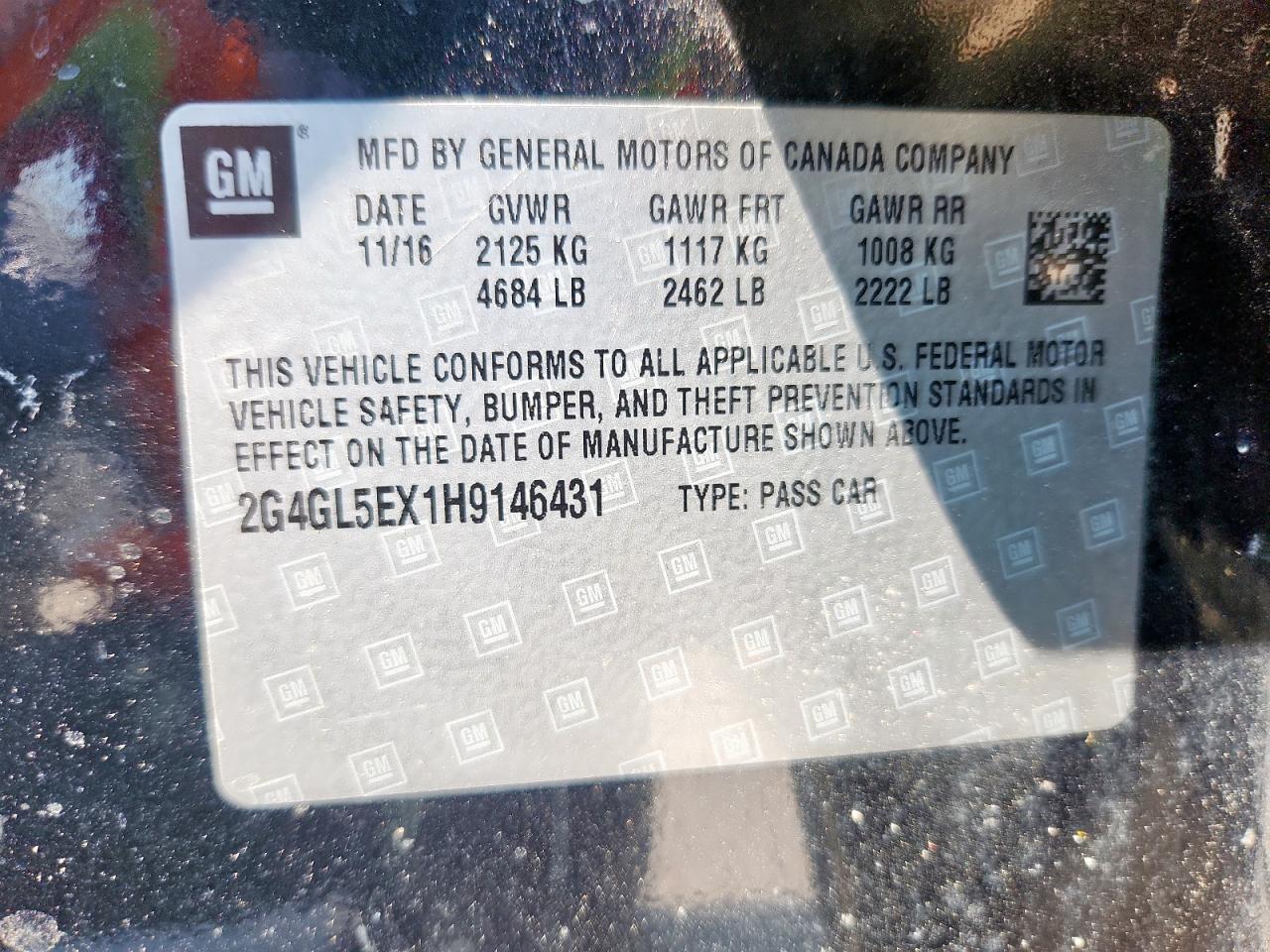 2017 Buick Regal Sport Touring VIN: 2G4GL5EX1H9146431 Lot: 80427945