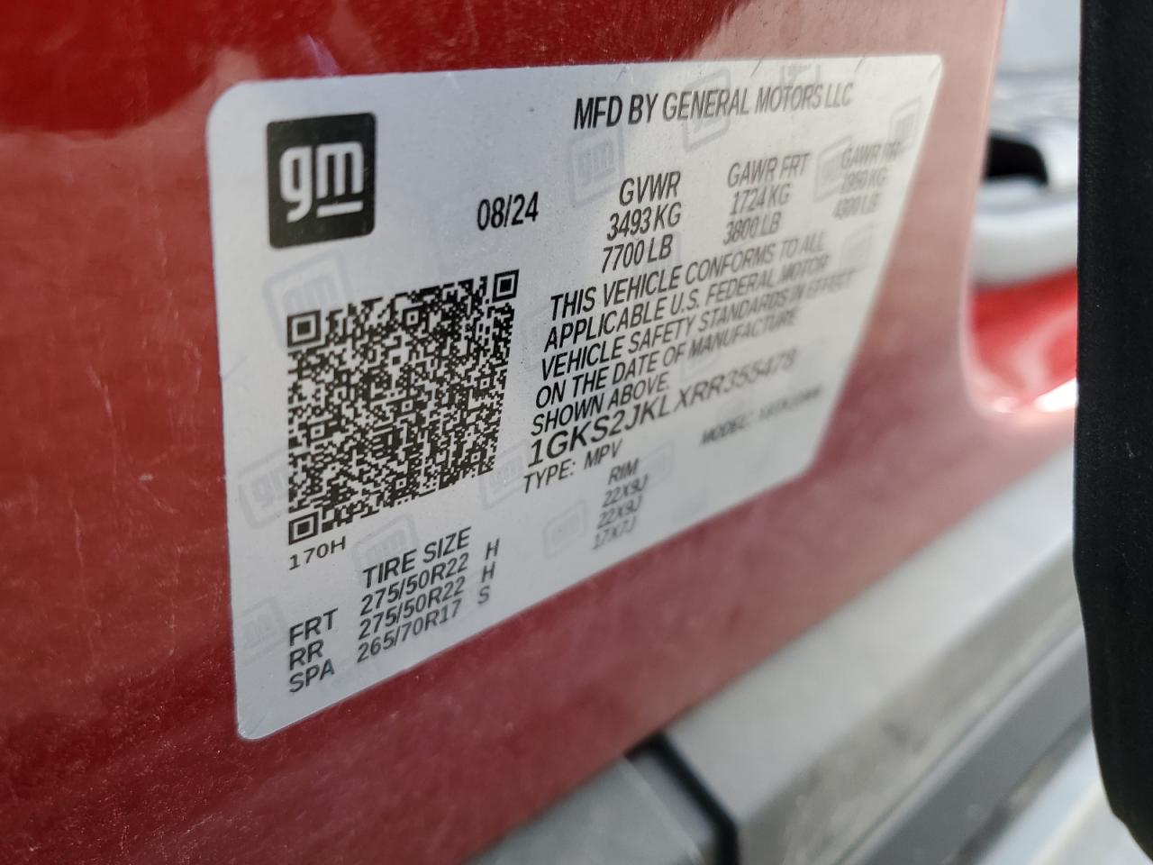 2024 GMC Yukon Xl Denali VIN: 1GKS2JKLXRR355478 Lot: 81767045