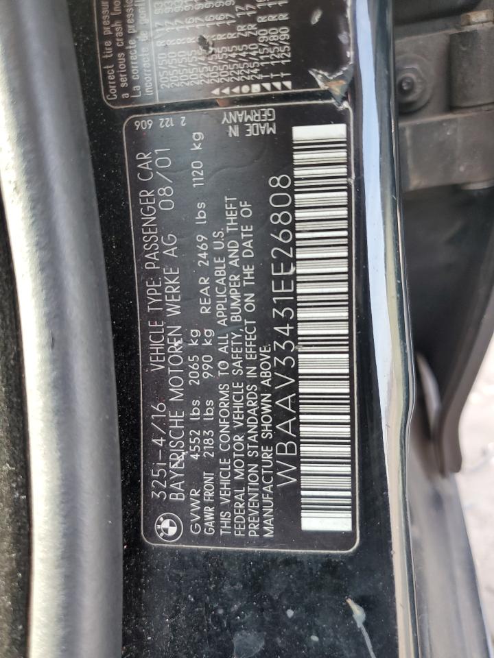 2001 BMW 325 I VIN: WBAAV33431EE26808 Lot: 80392315
