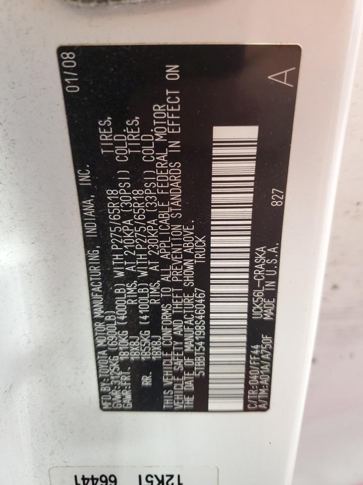 2008 Toyota Tundra Double Cab VIN: 5TBBT54198S460467 Lot: 70491935