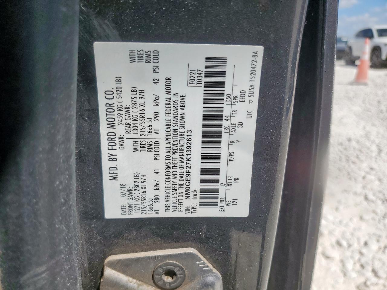 2019 Ford Transit Connect Xlt VIN: NM0GE9F27K1392613 Lot: 81721265