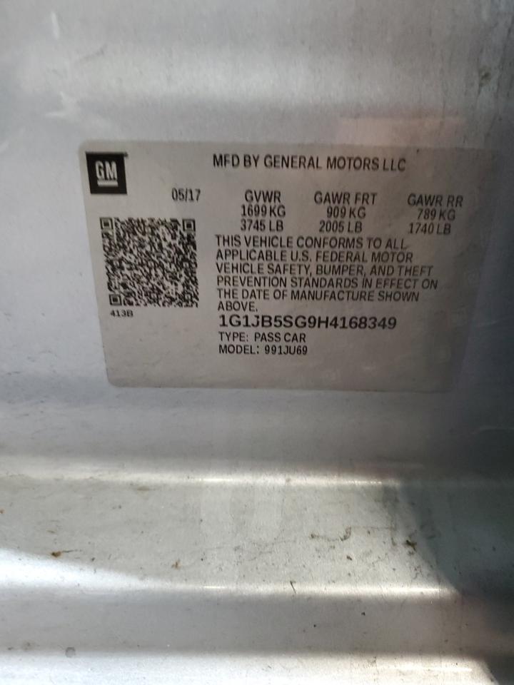 2017 Chevrolet Sonic Ls VIN: 1G1JB5SG9H4168349 Lot: 83782755