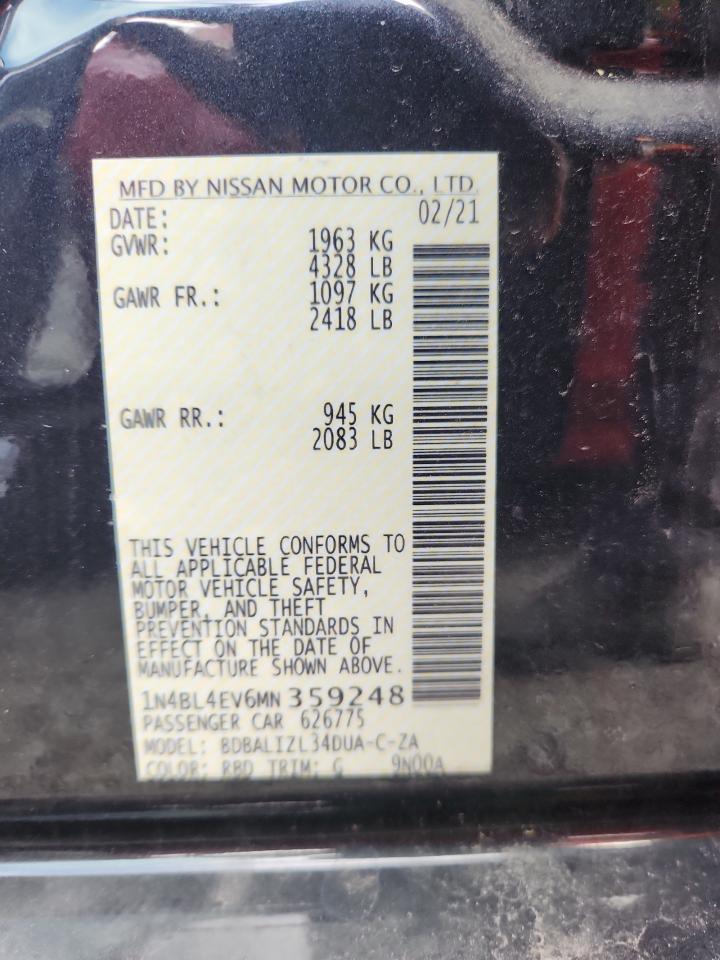 2021 Nissan Altima Sl VIN: 1N4BL4CV8MN401003 Lot: 82029385