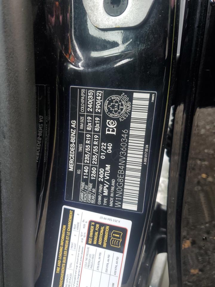 2022 Mercedes-Benz Glc 300 4Matic VIN: W1N0G8EB4NV360346 Lot: 81383325