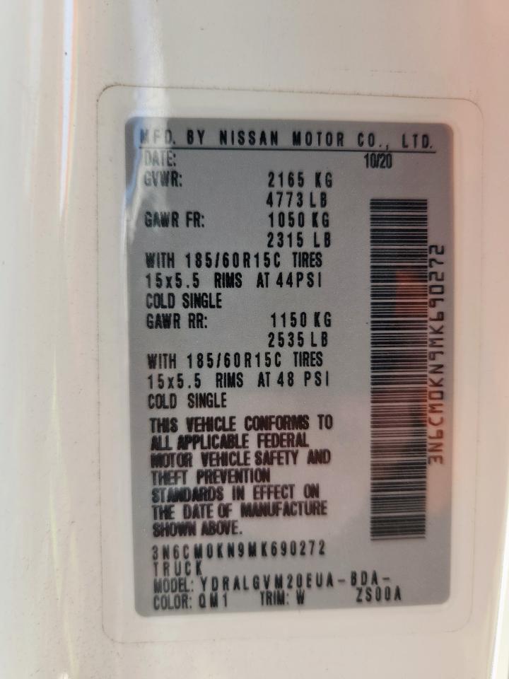 2021 Nissan Nv200 2.5S VIN: 3N6CM0KN9MK690272 Lot: 81103245