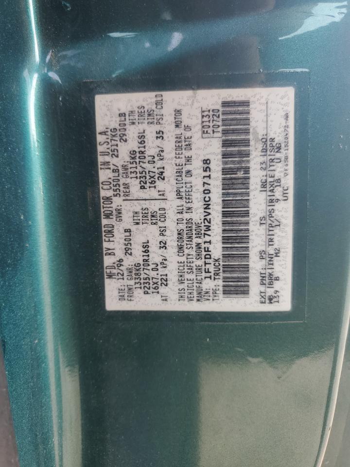 1997 Ford F150 VIN: 1FTDF17W2VNC07158 Lot: 71326785