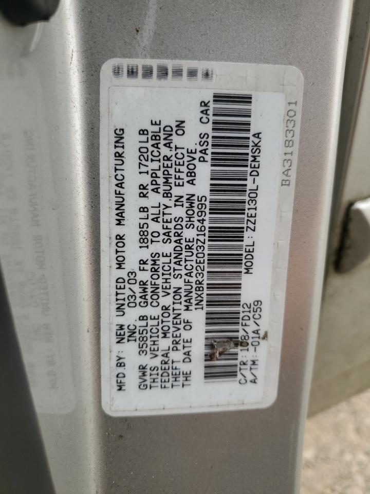 2003 Toyota Corolla Ce VIN: 1NXBR32E03Z164995 Lot: 71281535