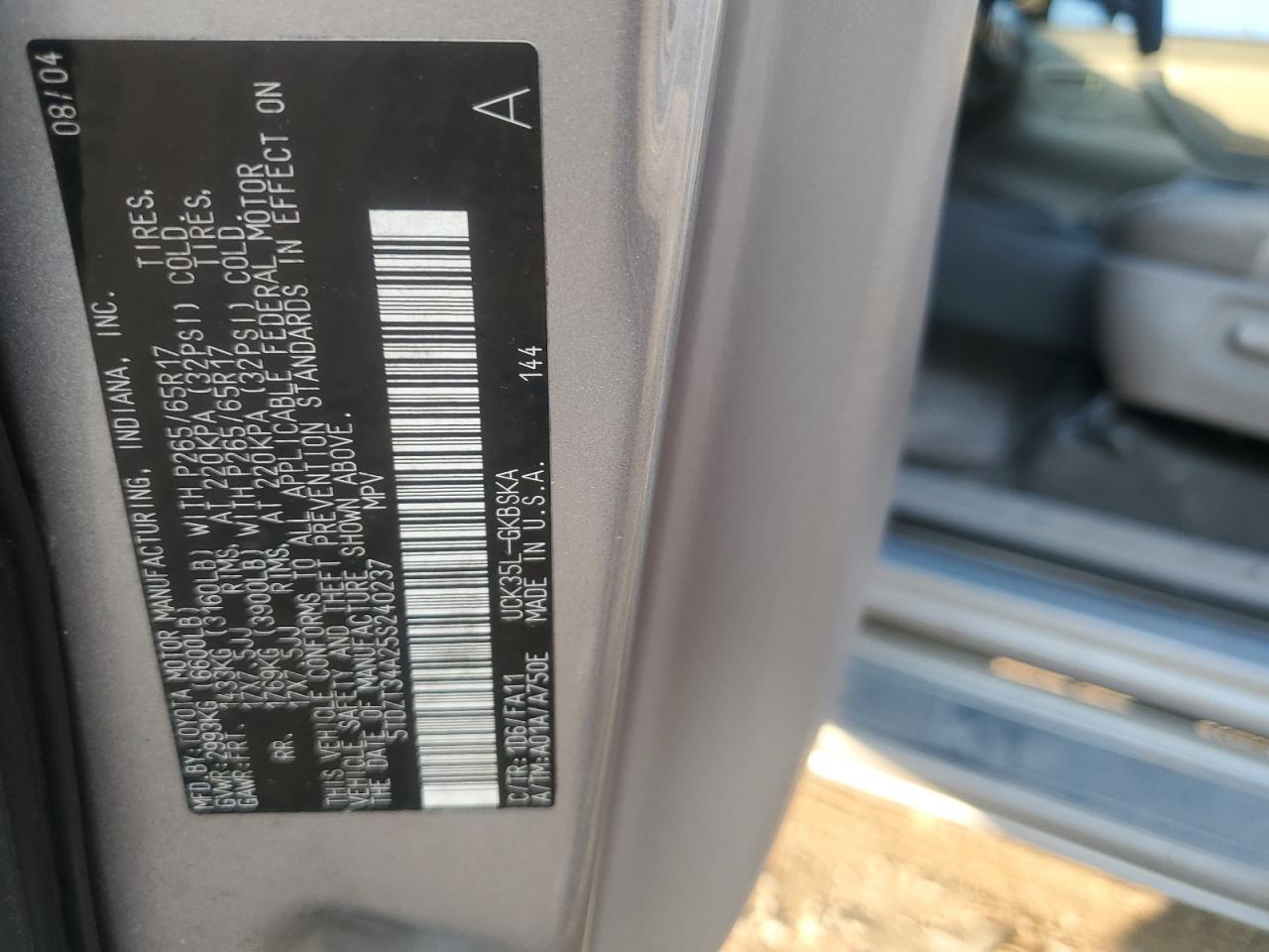 2005 Toyota Sequoia Sr5 VIN: 5TDZT34A25S240237 Lot: 80899745