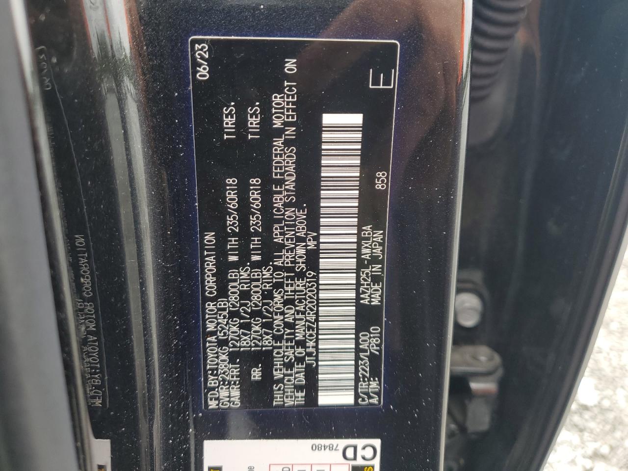 2024 Lexus Nx 350H Base VIN: JTJHKCEZ4R2020319 Lot: 81813775