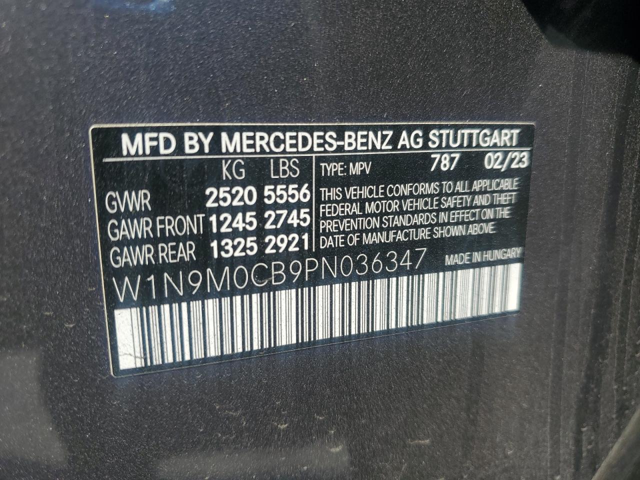 2023 Mercedes-Benz Eqb 250+ VIN: W1N9M0CB9PN036347 Lot: 82152555