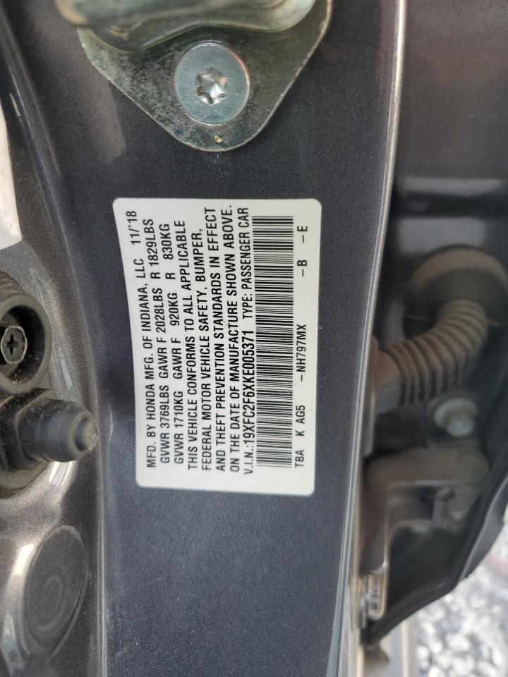 2019 Honda Civic Lx VIN: 19XFC2F6XKE005371 Lot: 80436535