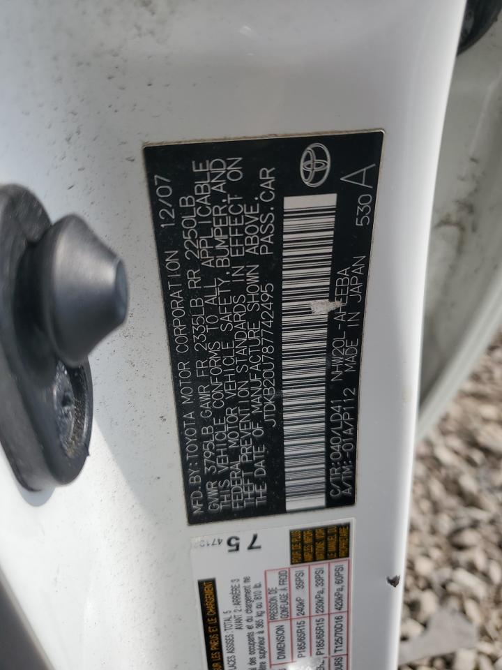 2008 Toyota Prius VIN: JTDKB20U787742495 Lot: 80296745