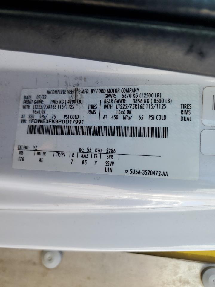 2023 Ford Econoline E350 Super Duty Cutaway Van VIN: 1FDWE3FK9PDD17991 Lot: 80516685