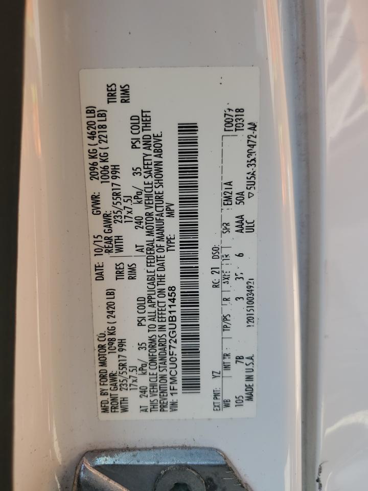 2016 Ford Escape S VIN: 1FMCU0F72GUB11458 Lot: 81505405