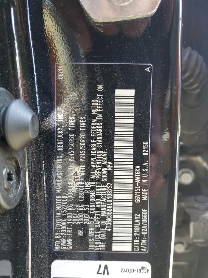 2014 Toyota Venza Le VIN: 4T3BK3BB8EU108257 Lot: 81922185