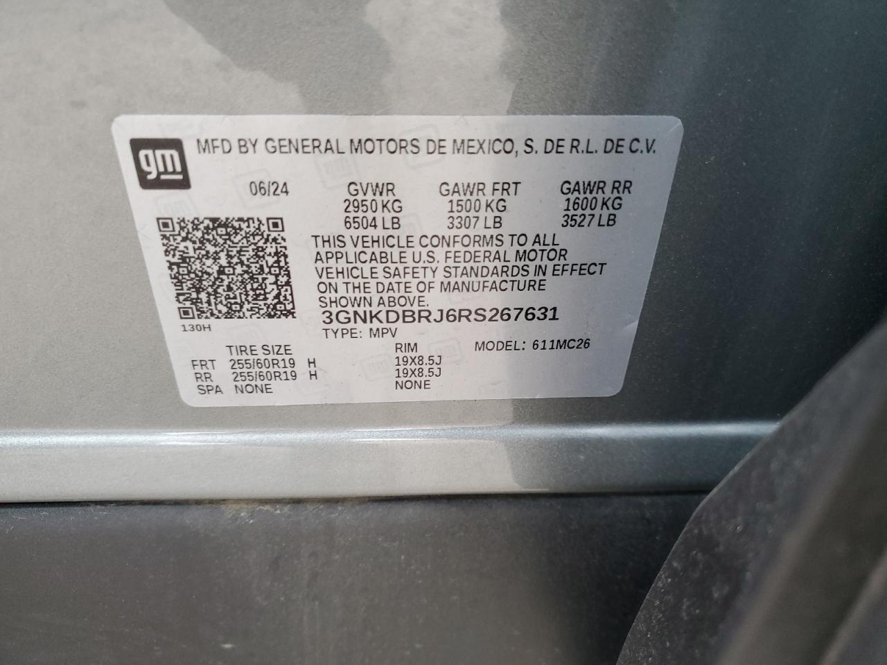 2024 Chevrolet Blazer 2Lt VIN: 3GNKDBRJ6RS267631 Lot: 70933055