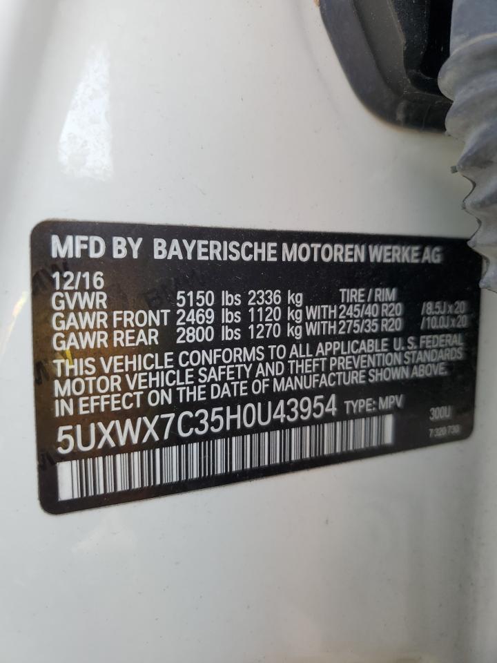 2017 BMW X3 xDrive35I VIN: 5UXWX7C35H0U43954 Lot: 81330315