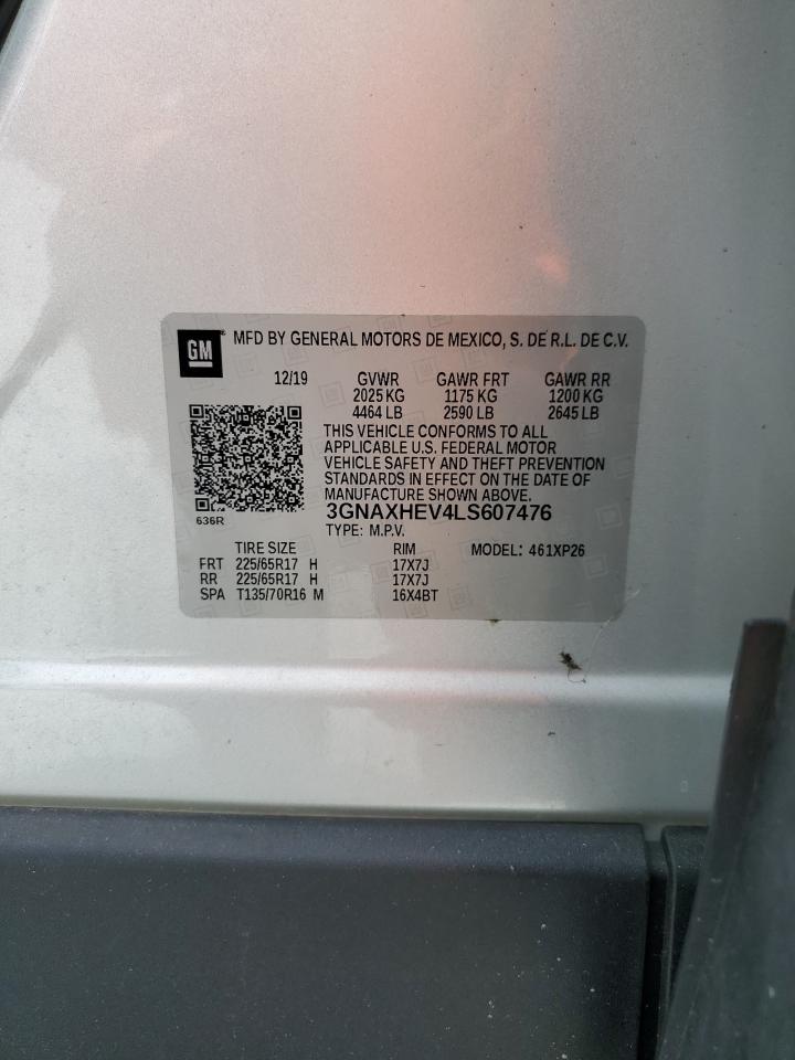 2020 Chevrolet Equinox Ls VIN: 3GNAXHEV4LS607476 Lot: 81602335