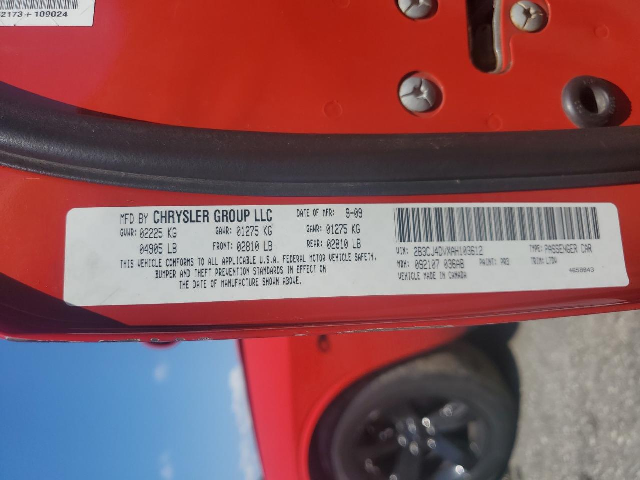 2010 Dodge Challenger Se VIN: 2B3CJ4DVXAH103612 Lot: 71894465