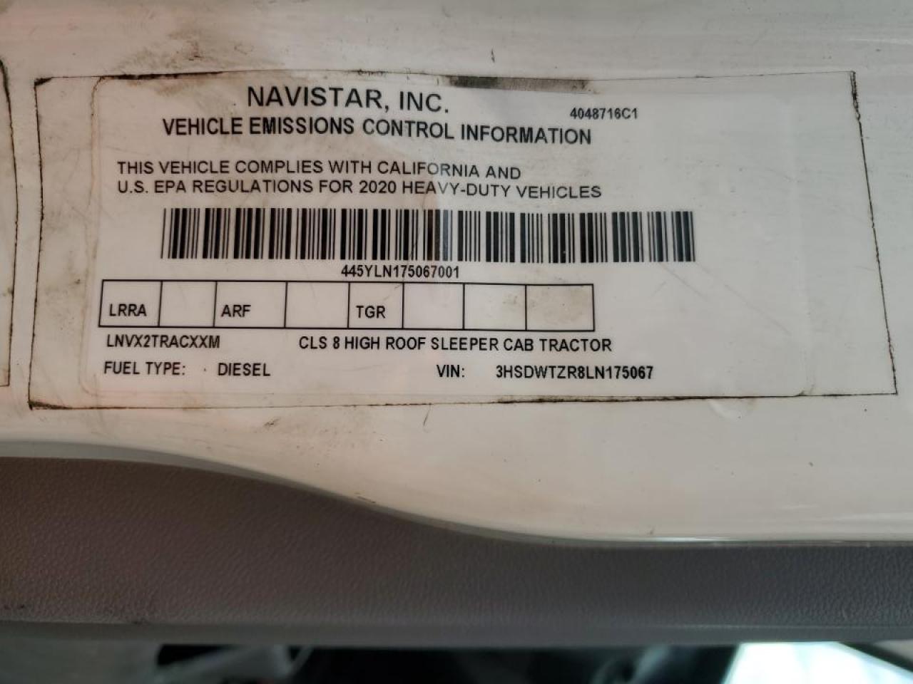 2020 International Rh613 Semi Truck VIN: 3HSDWTZR8LN175067 Lot: 80332135