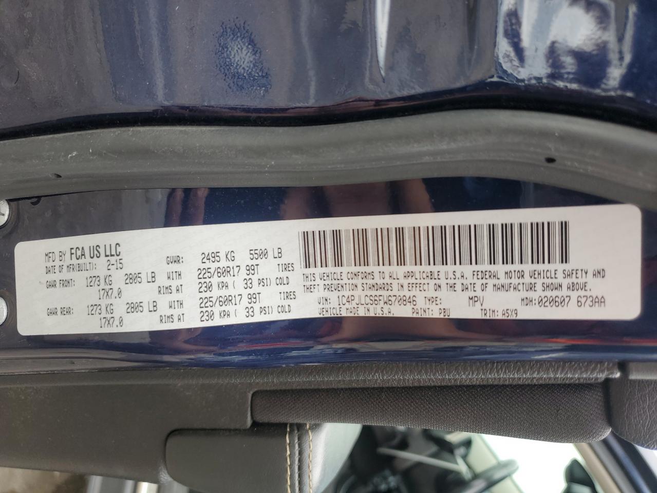 2015 Jeep Cherokee Latitude VIN: 1C4PJLCS6FW670846 Lot: 83973955