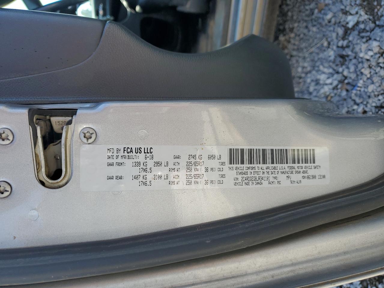 2018 Dodge Grand Caravan Gt VIN: 2C4RDGEG8JR341101 Lot: 70925995