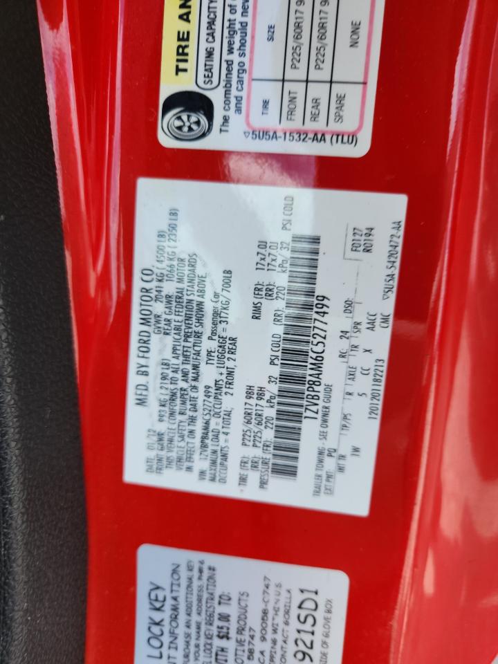 2012 Ford Mustang VIN: 1ZVBP8AM6C5277499 Lot: 71298615