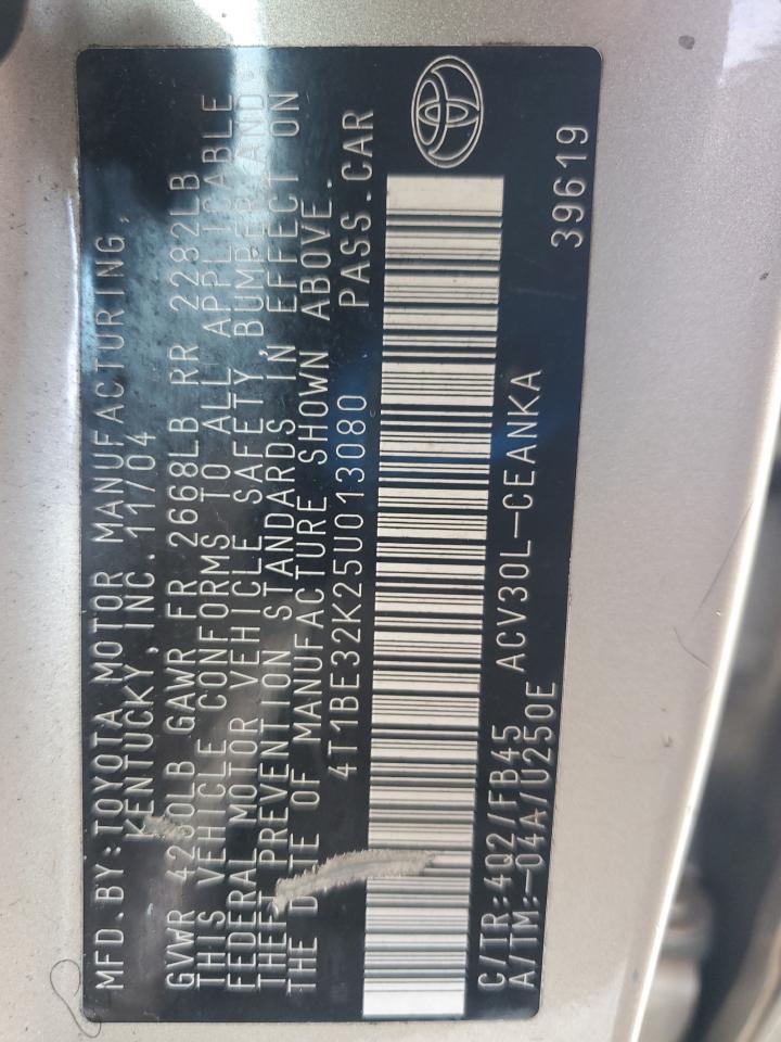 2005 Toyota Camry Le VIN: 4T1BE32K25U013080 Lot: 80540515