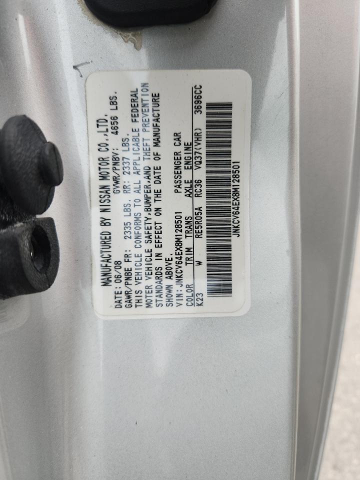 2008 Infiniti G37 Base VIN: JNKCV64EX8M128501 Lot: 81501905