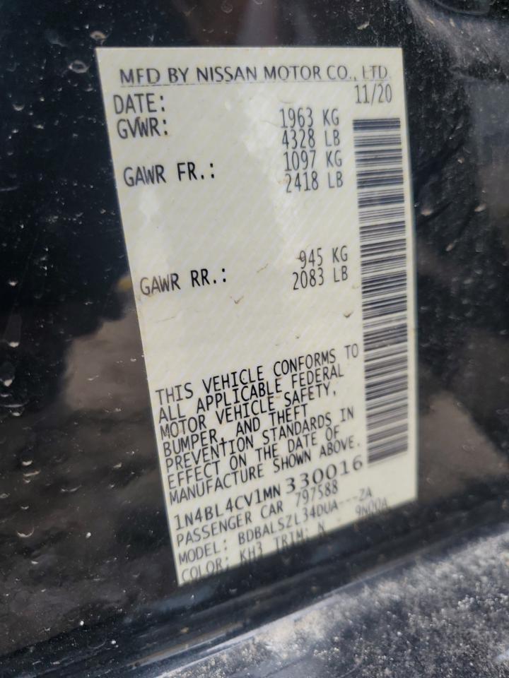 2021 Nissan Altima Sr VIN: 1N4BL4CV1MN330016 Lot: 84780835