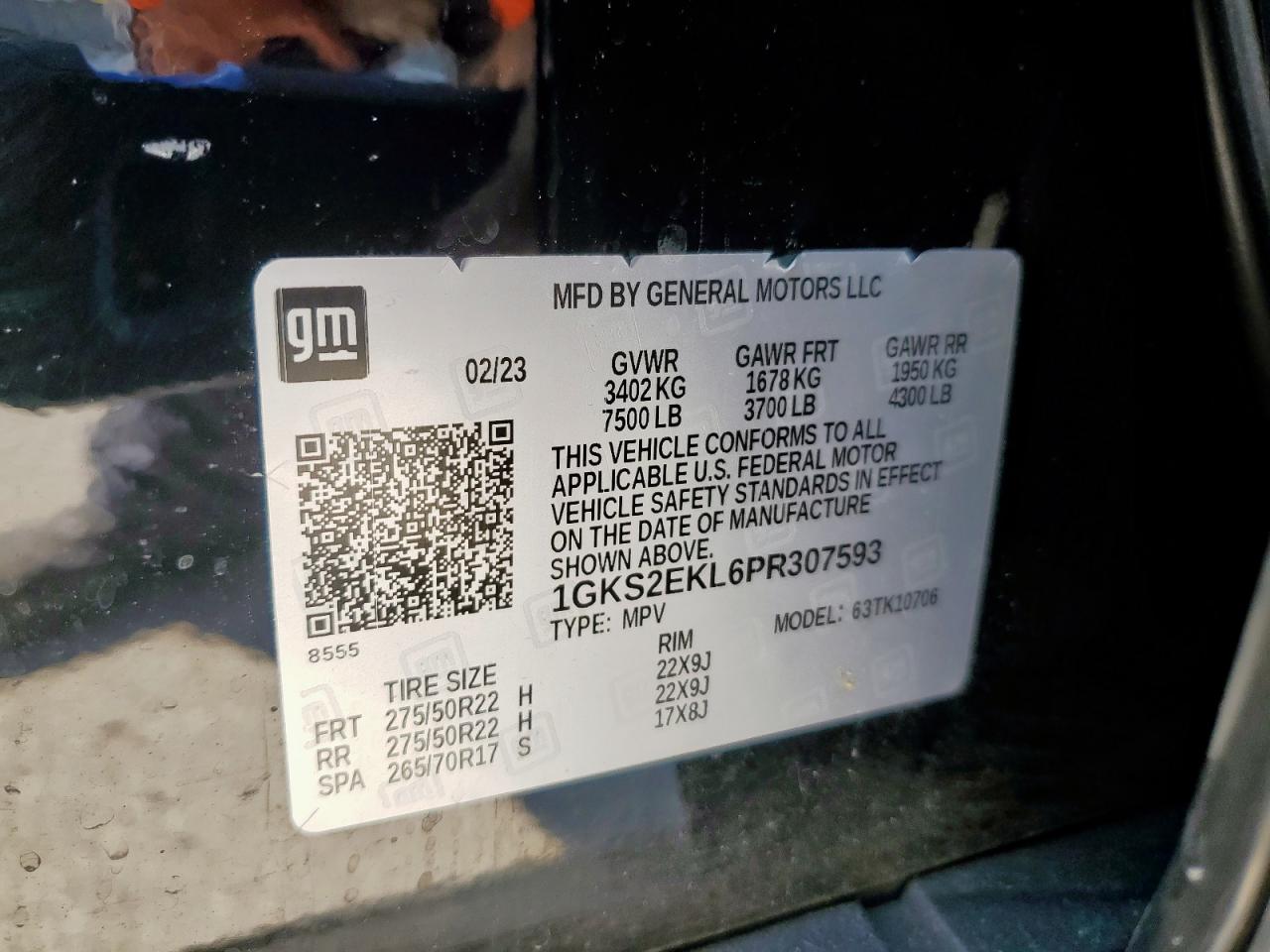 2023 GMC Yukon Denali Ultimate VIN: 1GKS2EKL6PR307593 Lot: 71842645