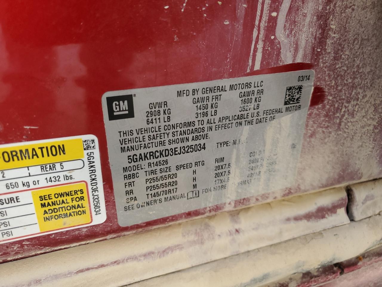 2014 Buick Enclave VIN: 5GAKRCKD3EJ325034 Lot: 80452945