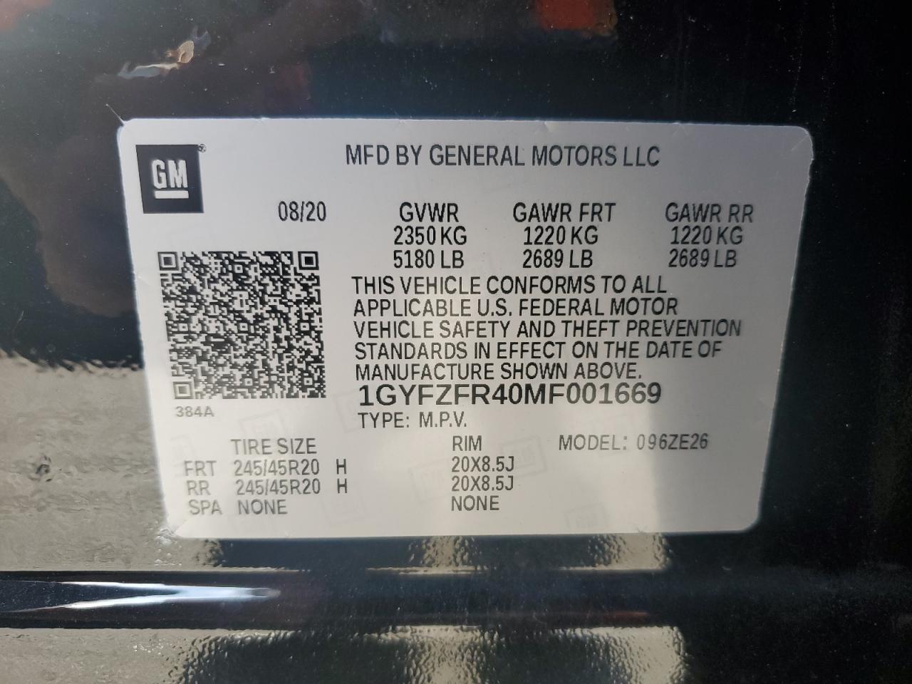 2021 Cadillac Xt4 Sport VIN: 1GYFZFR40MF001669 Lot: 81642815