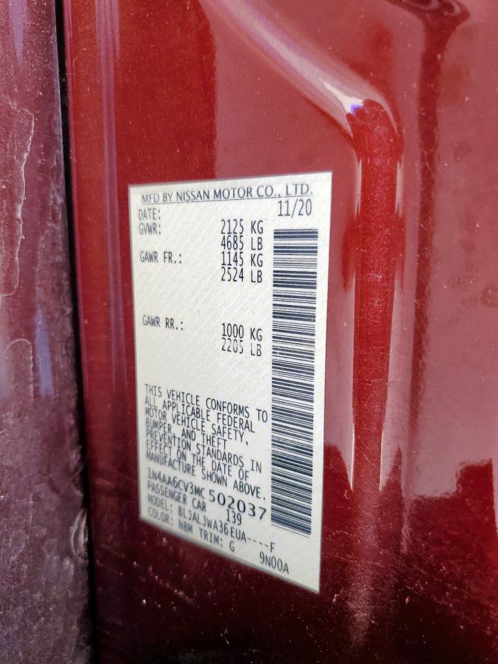 2021 Nissan Maxima Sv VIN: 1N4AA6CV3MC502037 Lot: 80478315