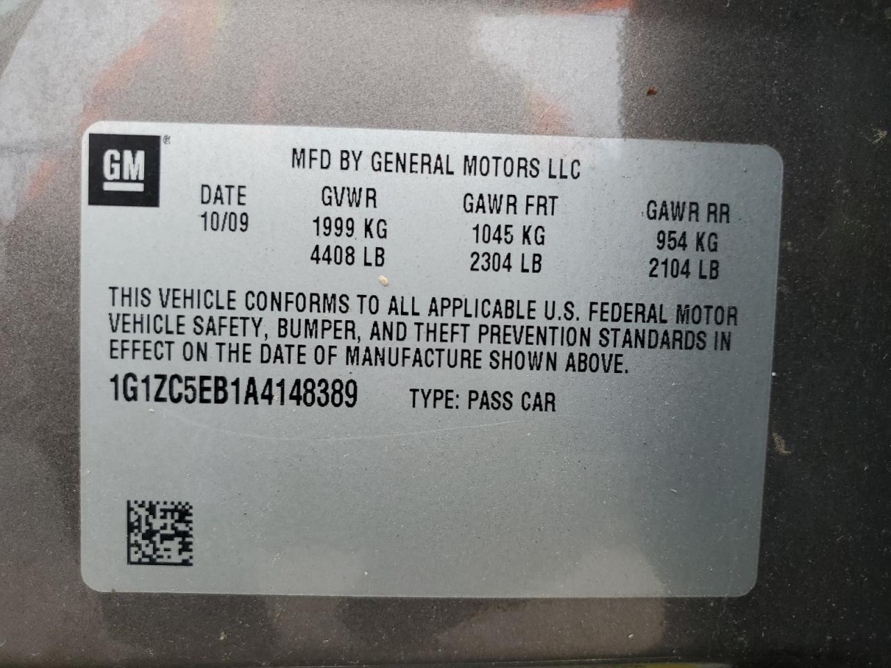 2010 Chevrolet Malibu 1Lt VIN: 1G1ZC5EB1A4148389 Lot: 81284055