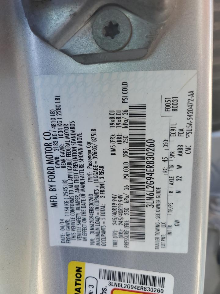 2014 Lincoln Mkz VIN: 3LN6L2G94ER830260 Lot: 84439215