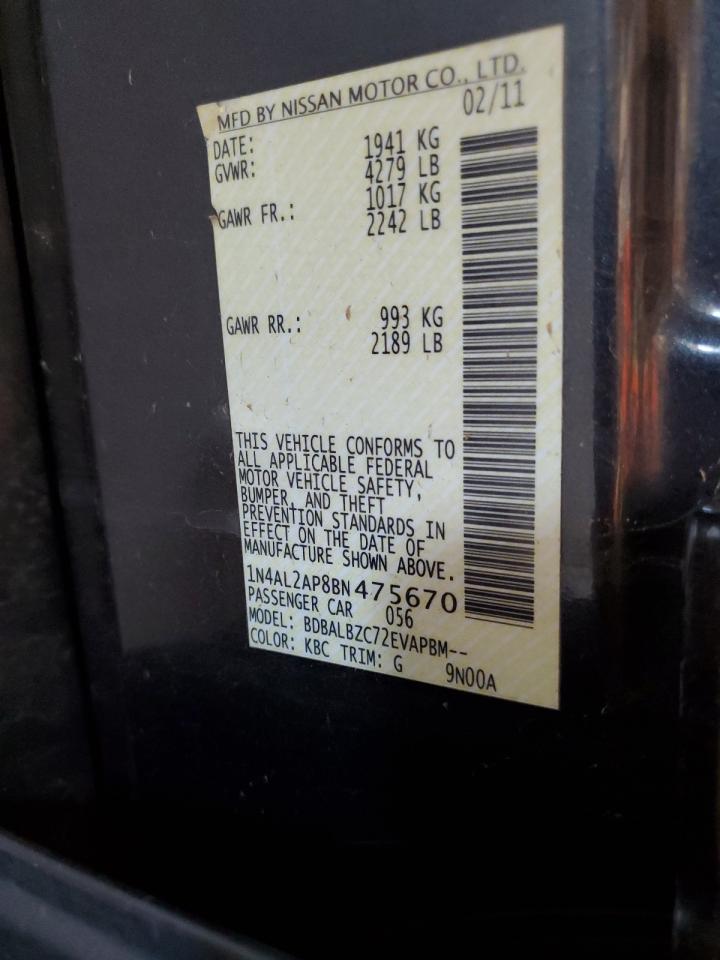 2011 Nissan Altima Base VIN: 1N4AL2AP8BN475670 Lot: 80412975