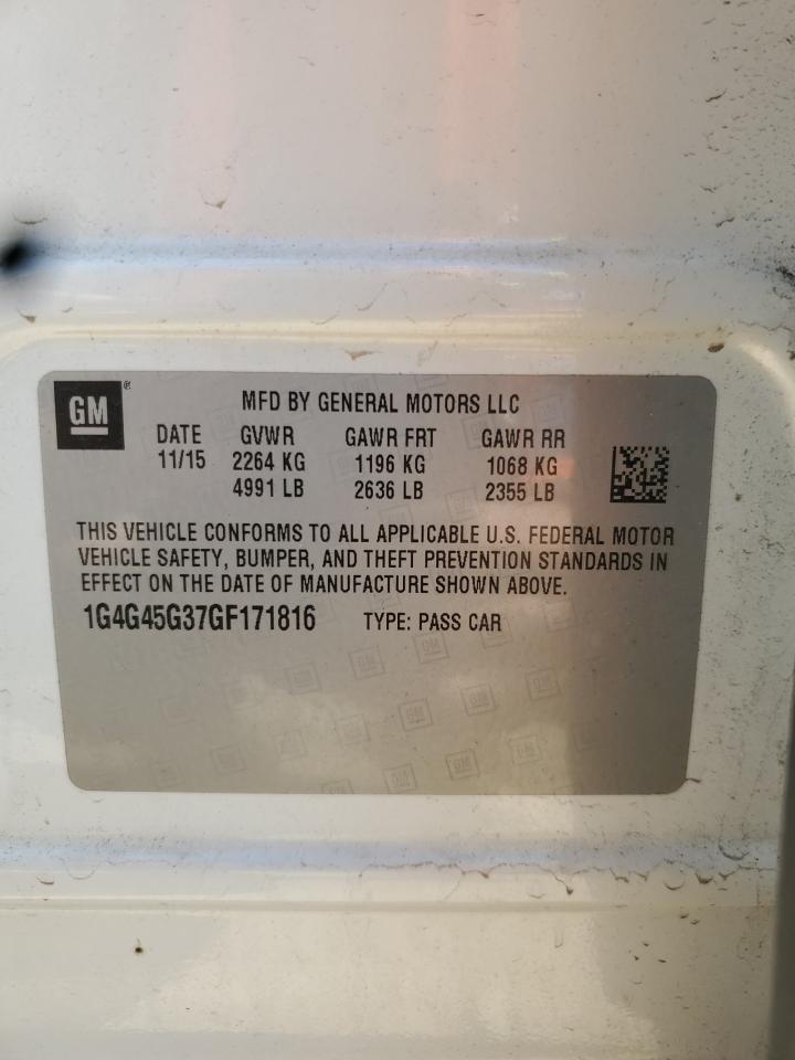 2016 Buick Lacrosse Sport Touring VIN: 1G4G45G37GF171816 Lot: 80660945