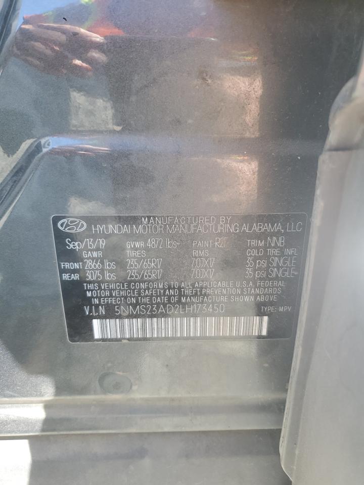 2020 Hyundai Santa Fe Se VIN: 5NMS23AD2LH173450 Lot: 82089665