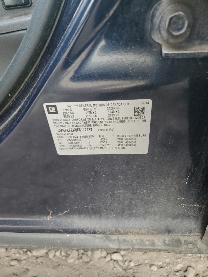 2015 Chevrolet Equinox Lt VIN: 2GNFLFEK0F6112237 Lot: 71370425