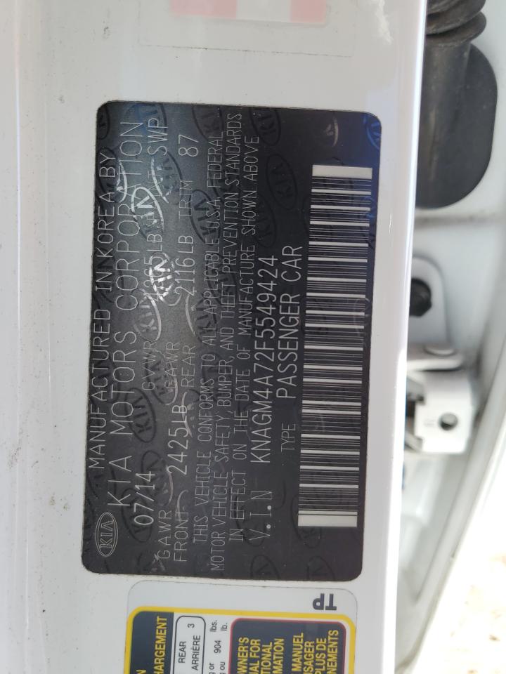 2015 Kia Optima Lx VIN: KNAGM4A72F5549424 Lot: 84269085