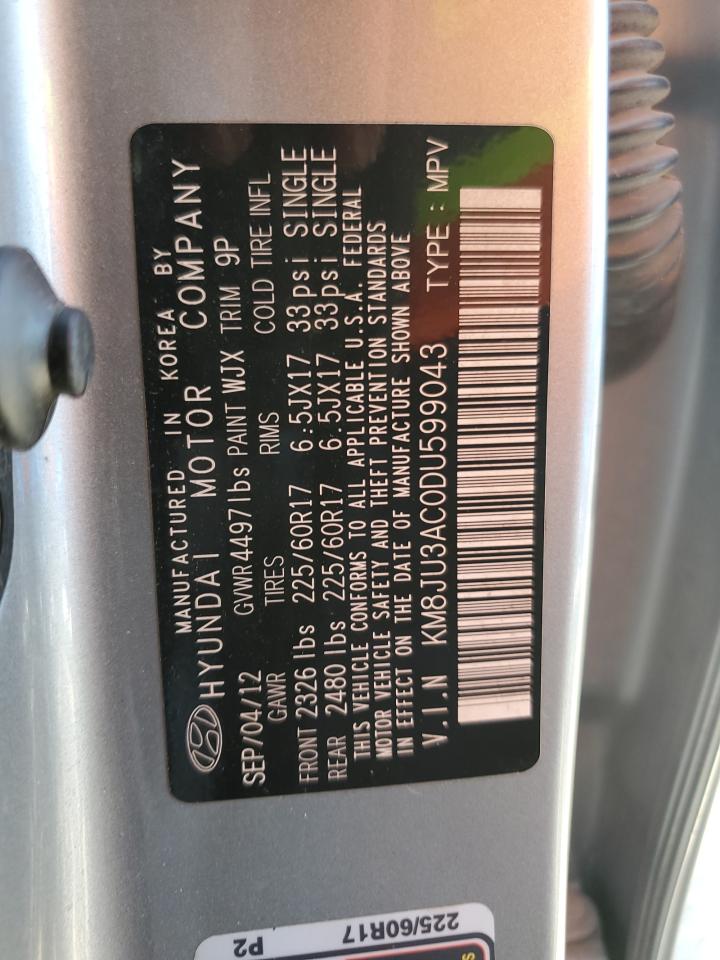 2013 Hyundai Tucson Gls VIN: KM8JU3AC0DU599043 Lot: 80164555