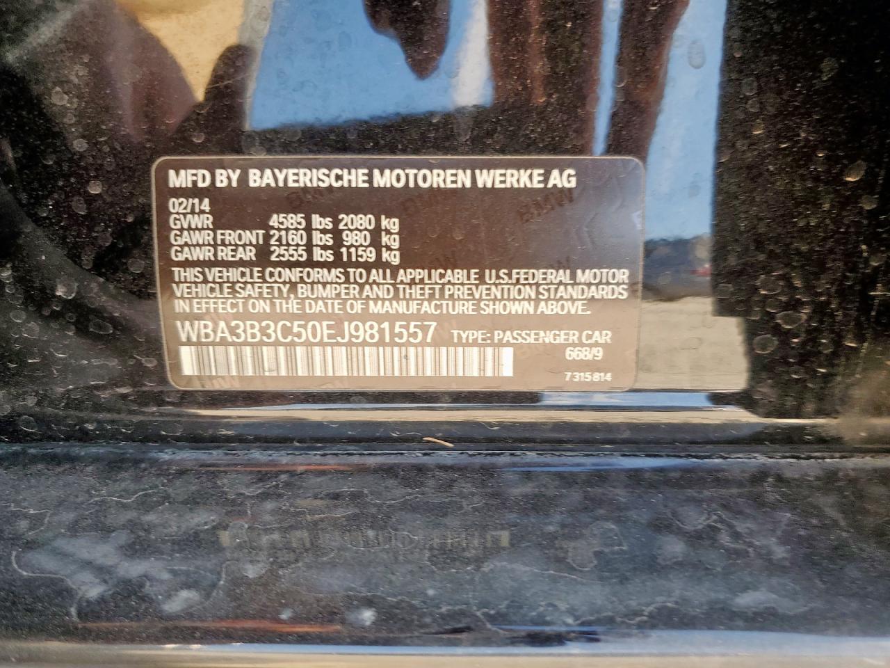 2014 BMW 328 Xi VIN: WBA3B3C50EJ981557 Lot: 80561845